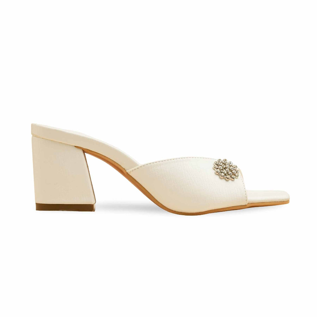 Cream Formal Slipper For Women FR8363