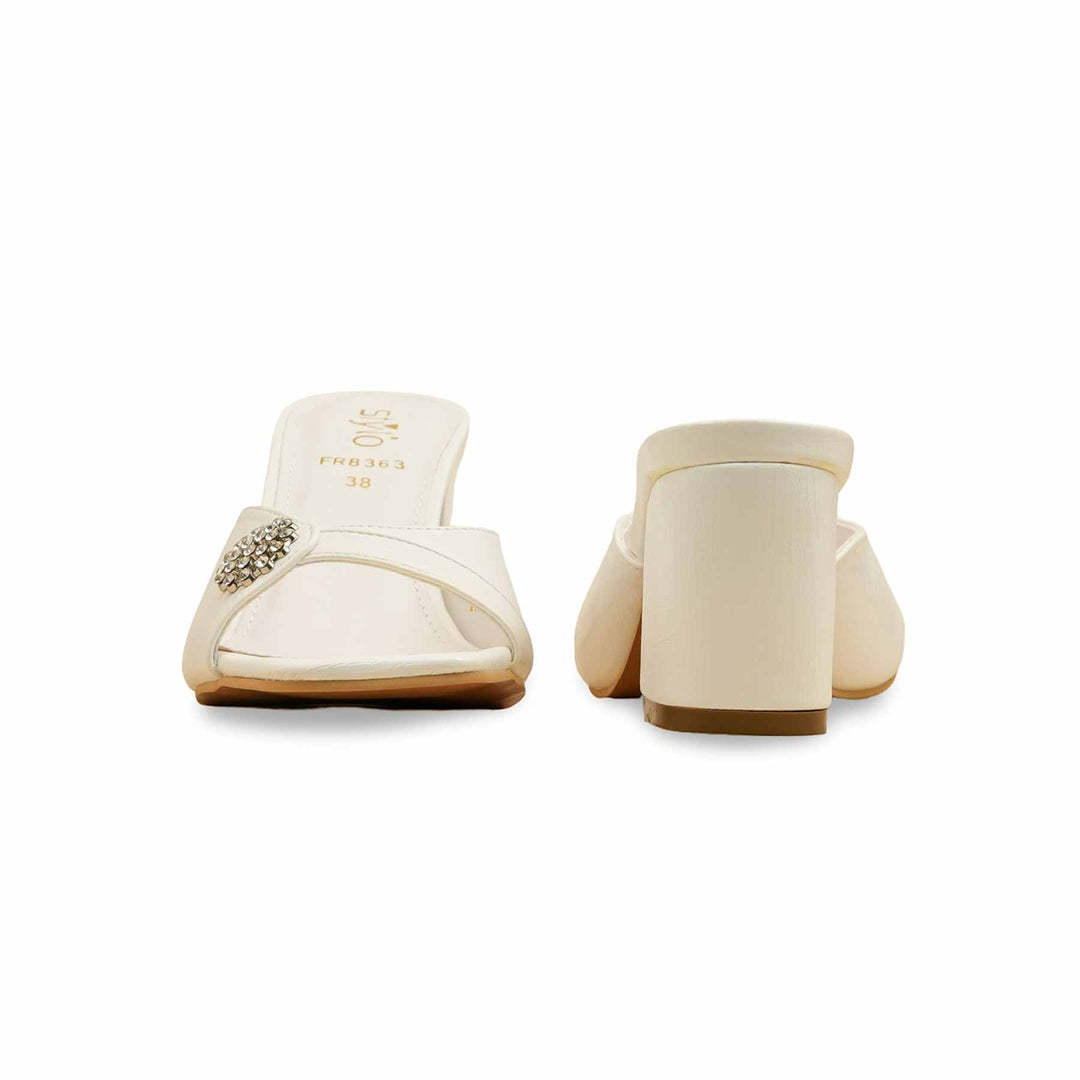 Cream Formal Slipper For Women FR8363