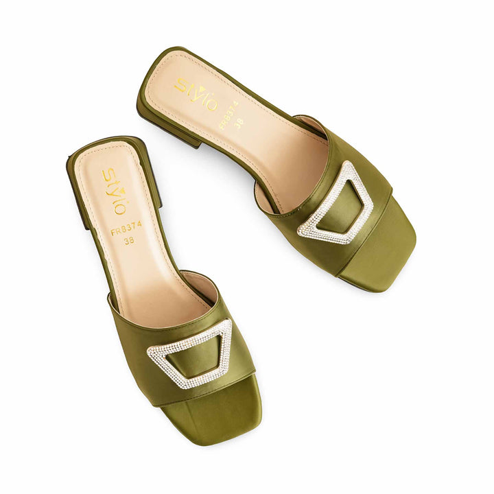 Olive Formal Slipper For Ladies FR8374