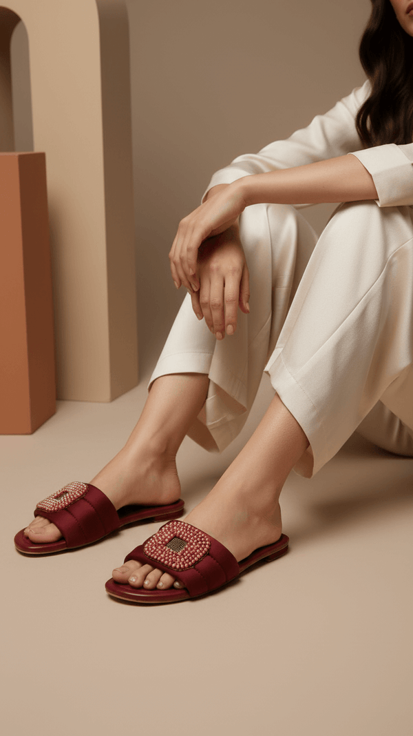 Maroon Formal Slipper For Ladies FR8398