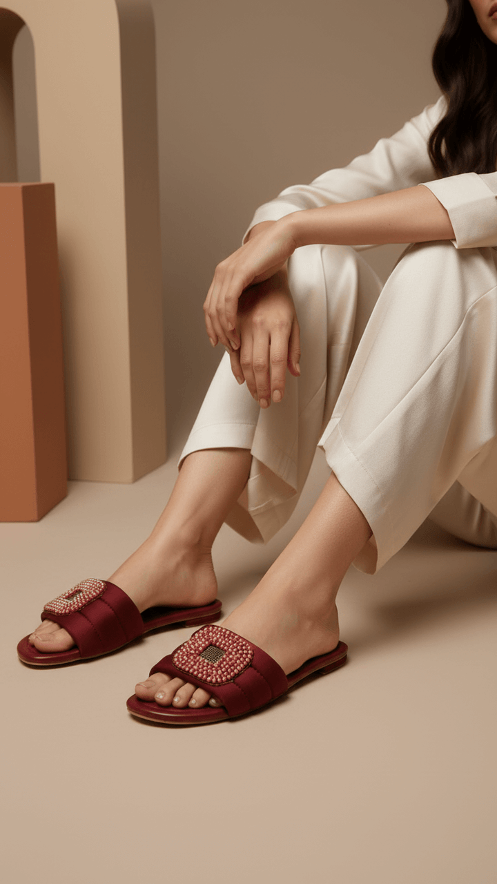 Maroon Formal Slipper For Ladies FR8398