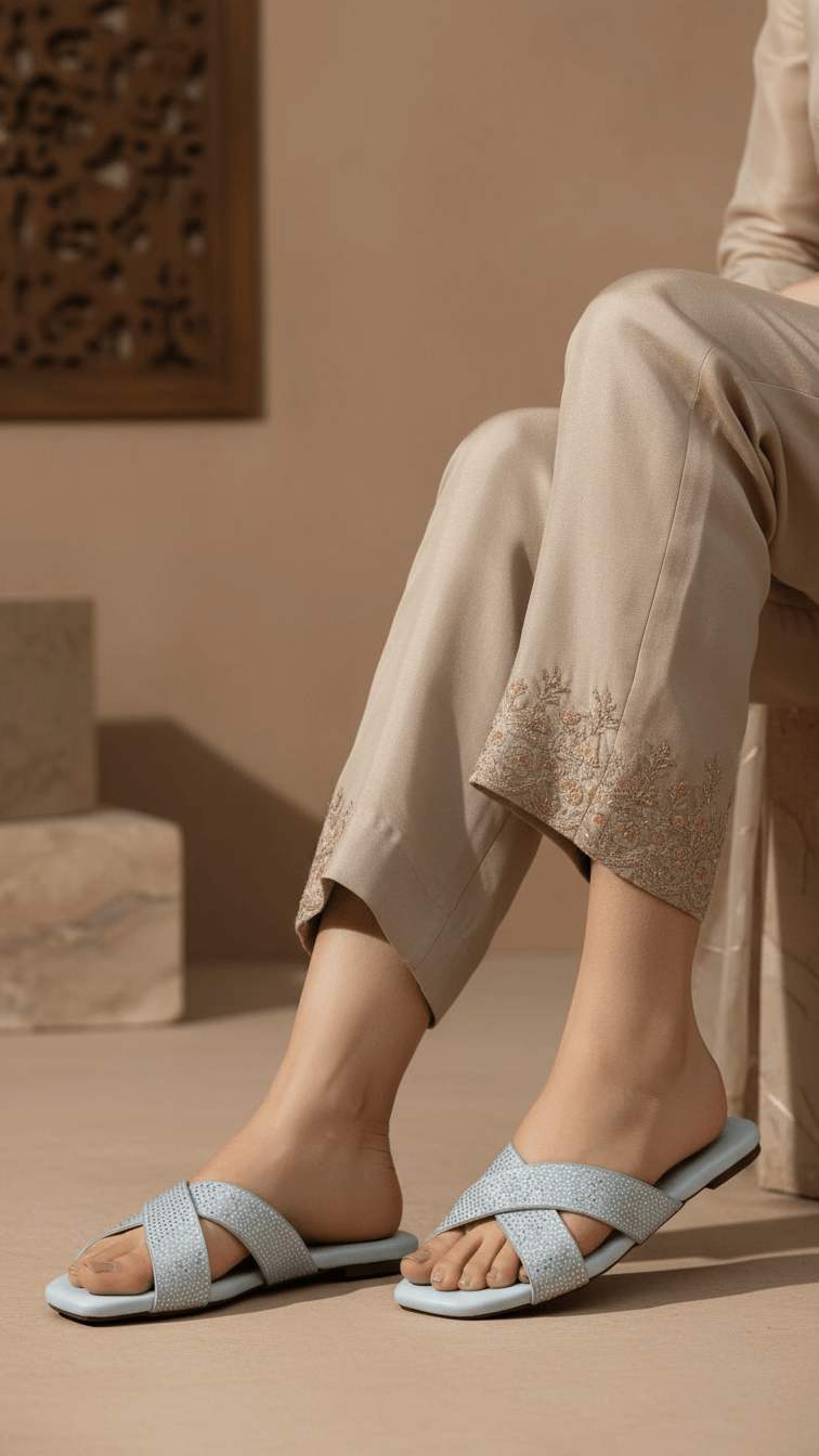 Sky Blue Formal Slipper For Women FR8409