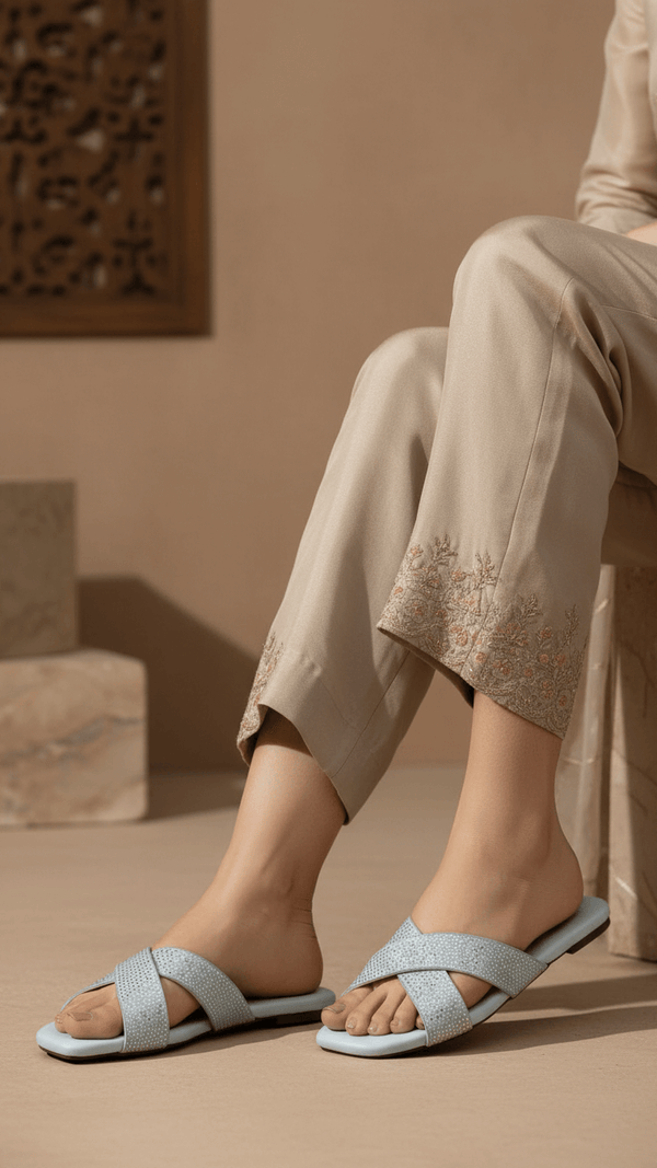 Sky Blue Formal Slipper For Women FR8409