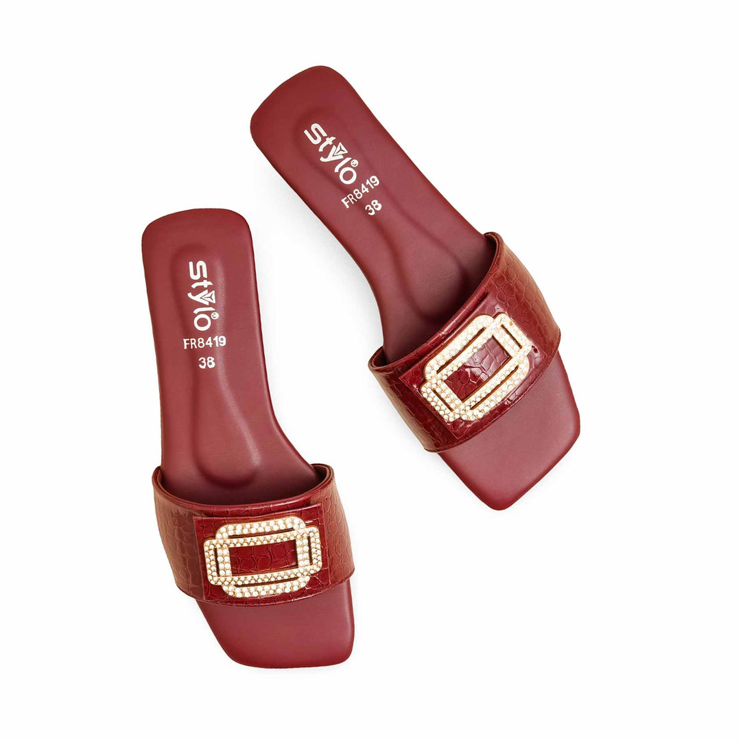 Maroon Formal Slipper For Ladies FR8419