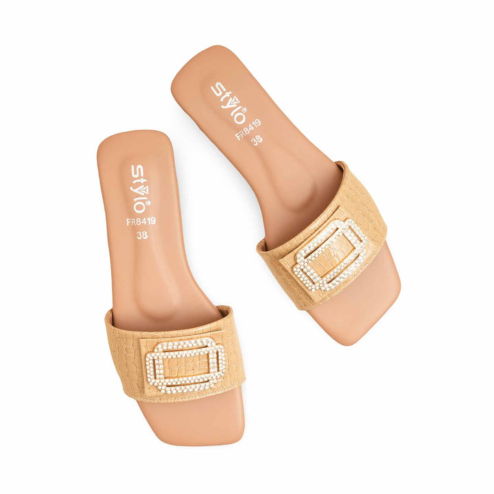 Beige Formal Slipper For Ladies FR8419