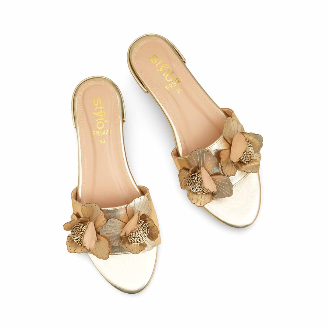 Golden Formal Slipper For Ladies FR8423
