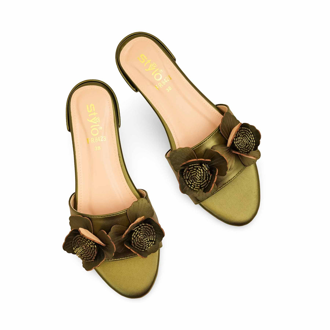 Olive Formal Slipper For Women FR8423