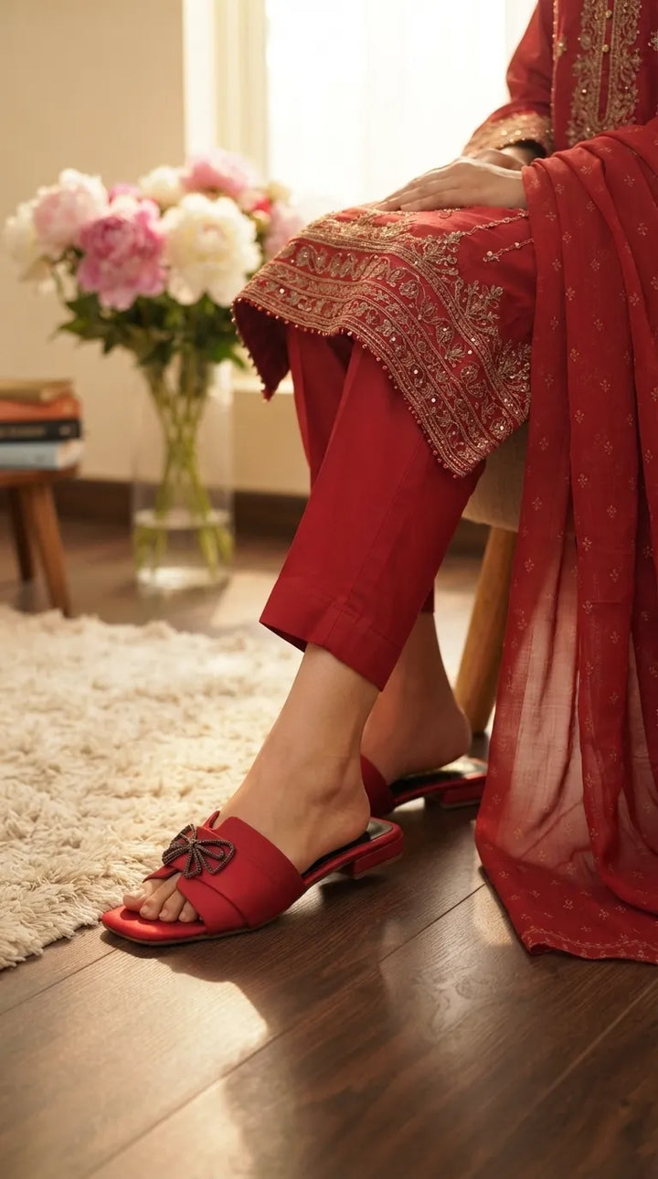Maroon Formal Slipper For Women FR8434