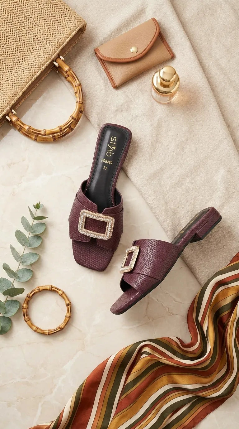 Maroon Formal Slipper For Ladies FR8435