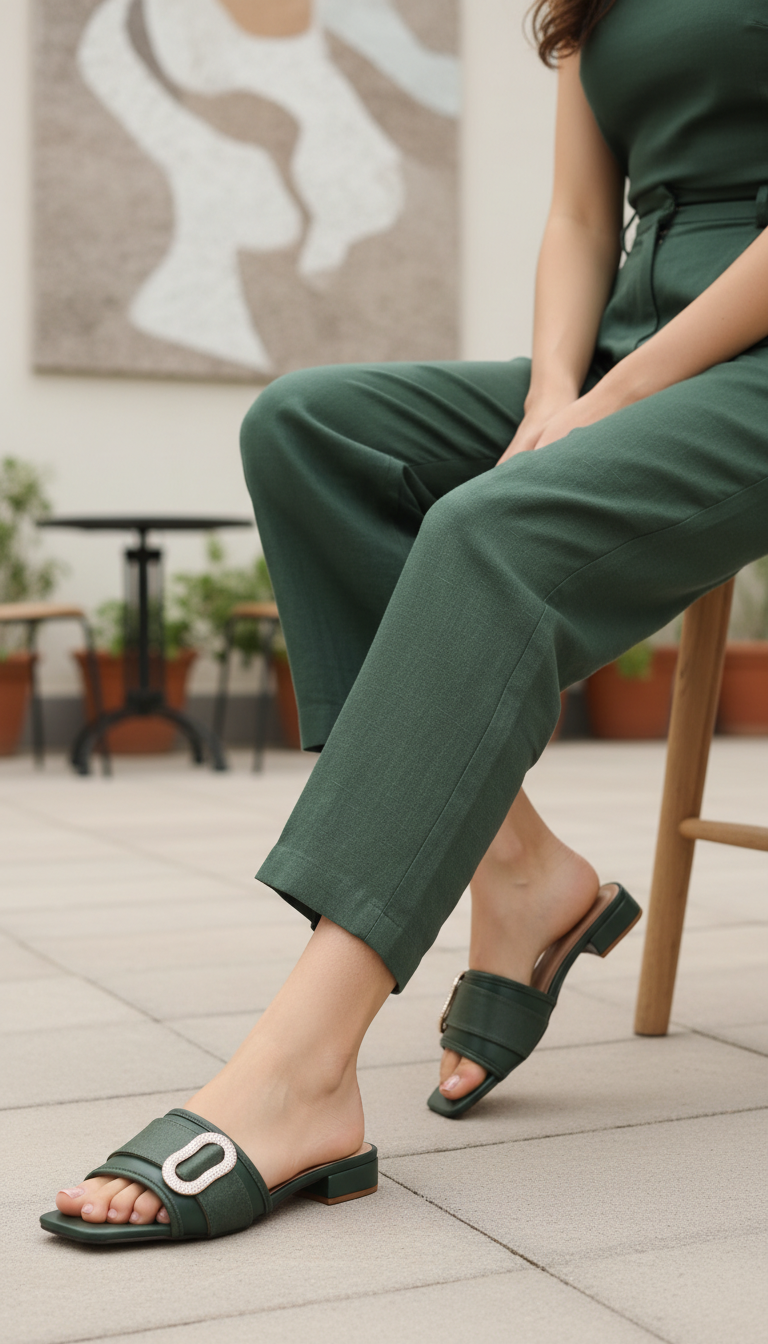 Green Formal Slipper For Ladies FR8436