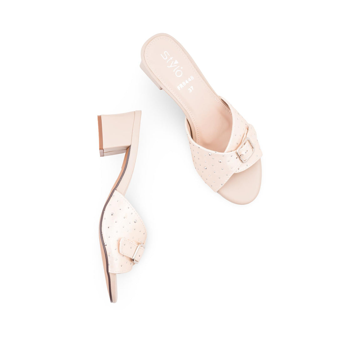 Cream Formal Slipper For Women FR8448