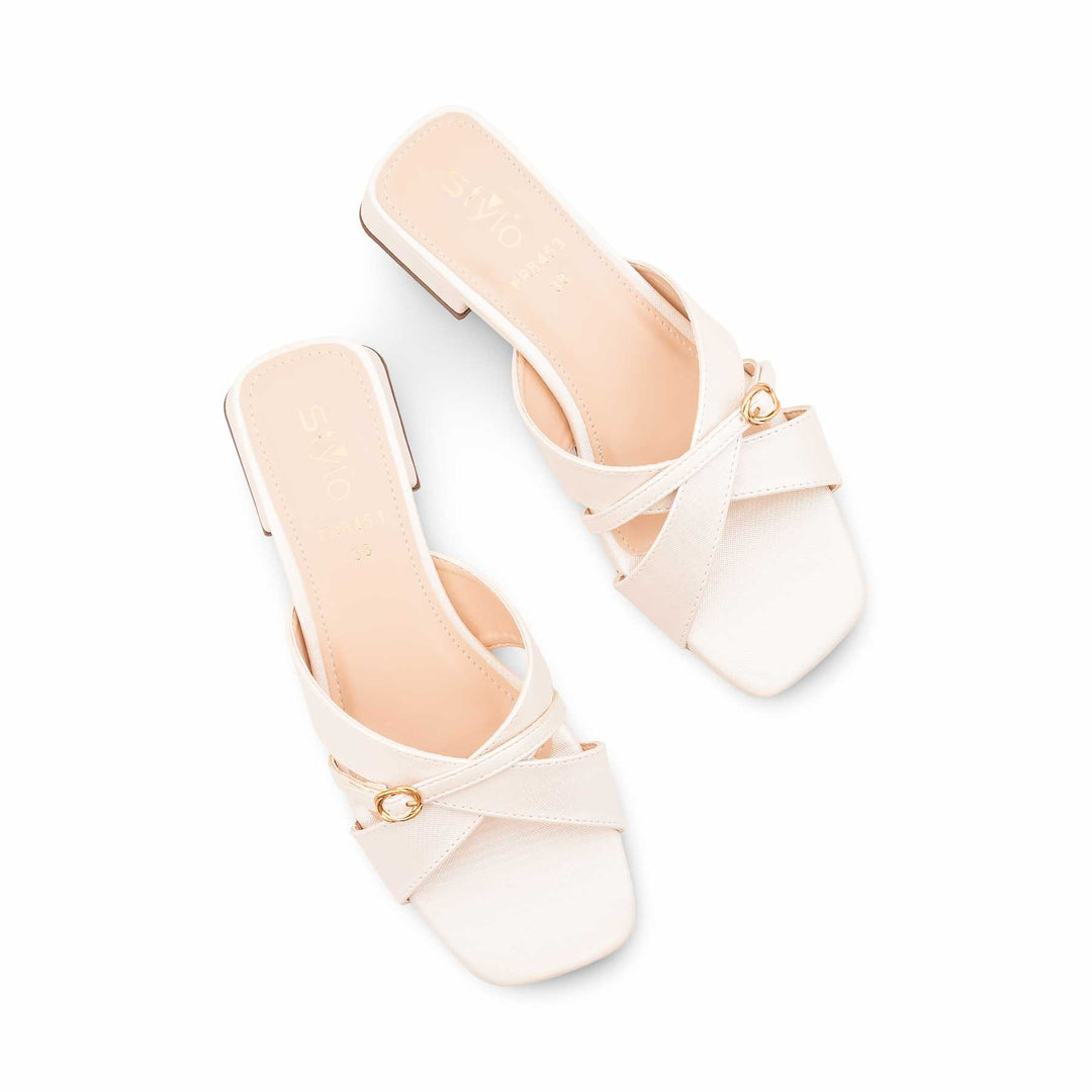 Cream Formal Slipper For Ladies FR8453