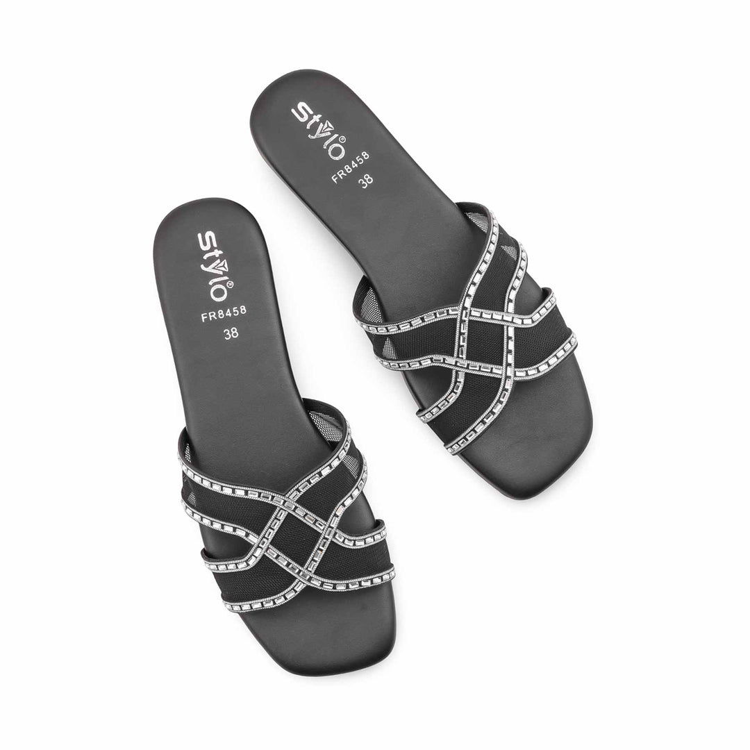 Black Formal Slipper For Ladies FR8458
