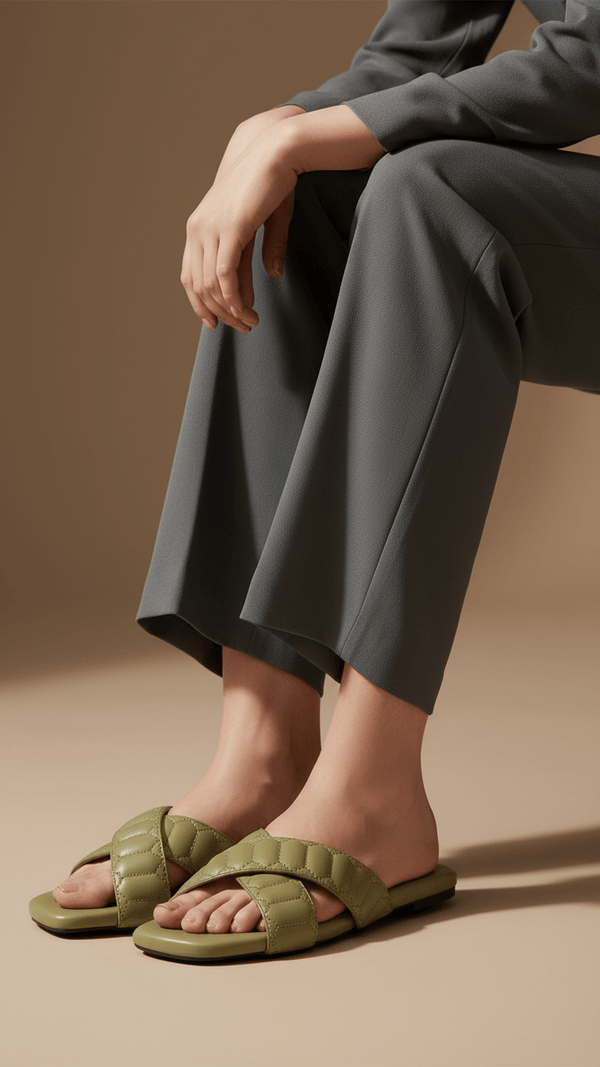 Olive Formal Slipper For Women FR8460