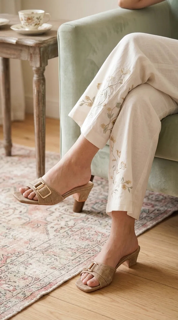 Olive Formal Slipper For Women FR8461
