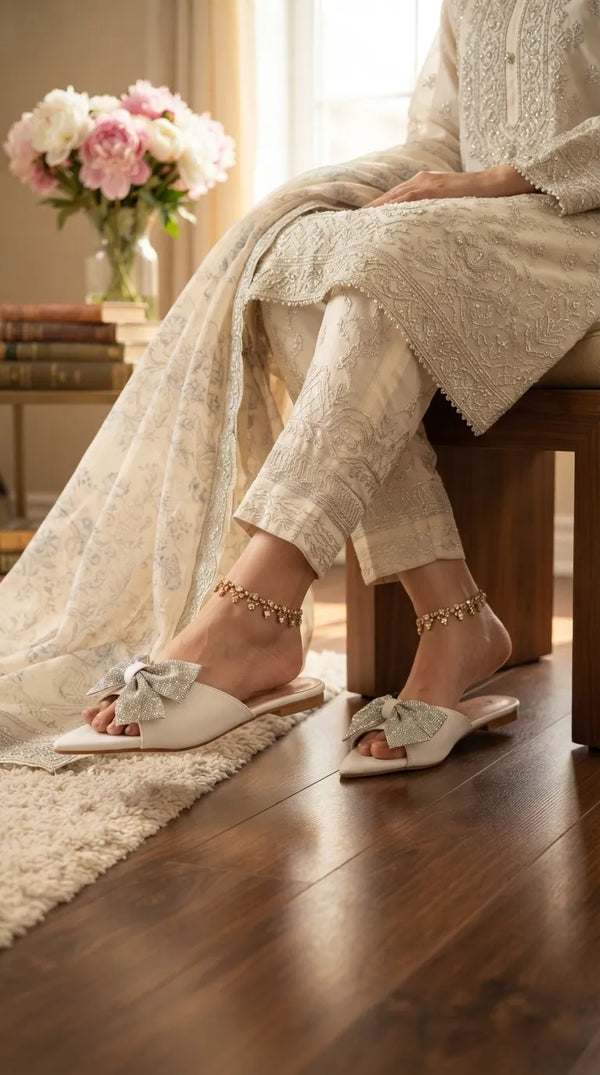 White Formal Slipper For Women FR8475