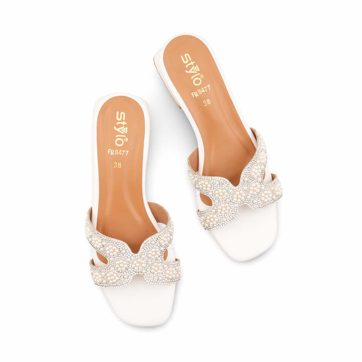 White Formal Slipper For Ladies FR8477