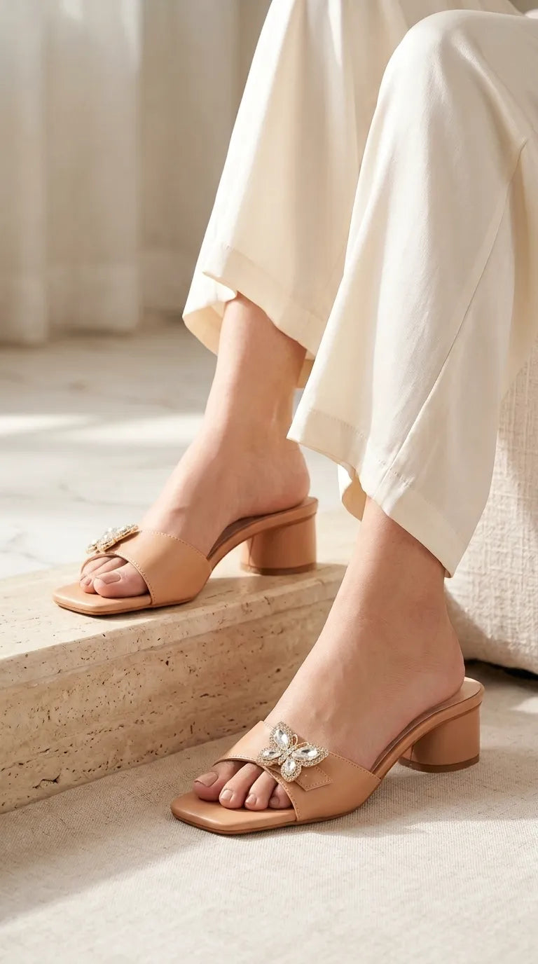 Beige Formal Slipper For Women FR8478