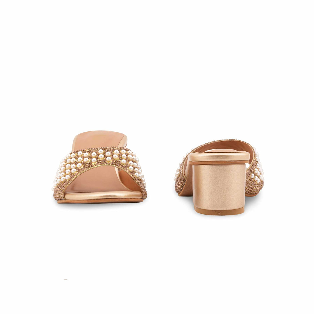 Golden Formal Slipper For Ladies FR8483