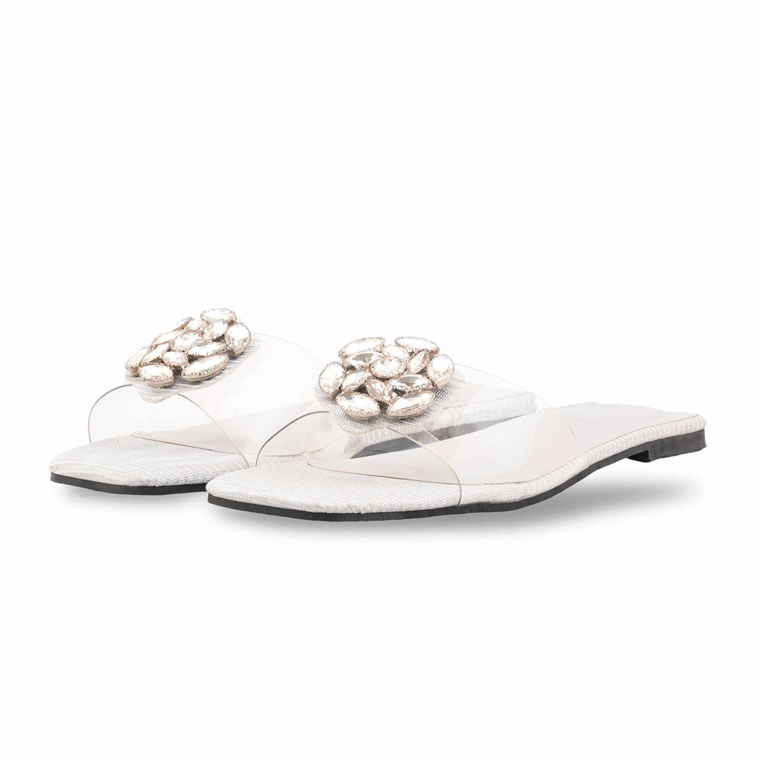 Silver Formal Slipper For Women FR8486