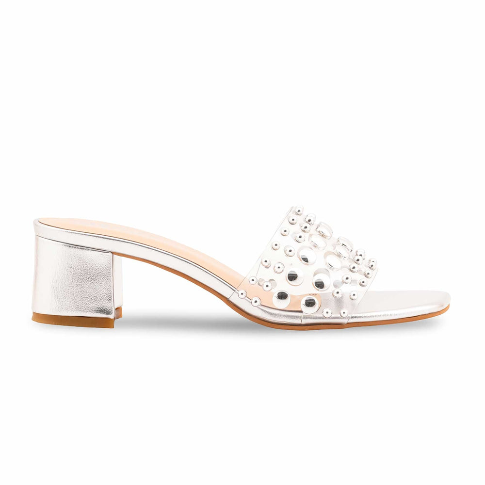Silver Formal Slipper For Ladies FR8492