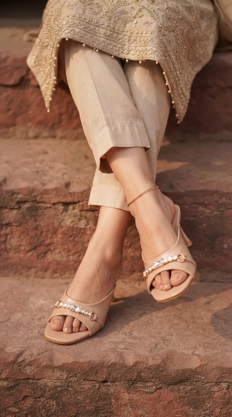 Beige Formal Slipper For Women FR8500