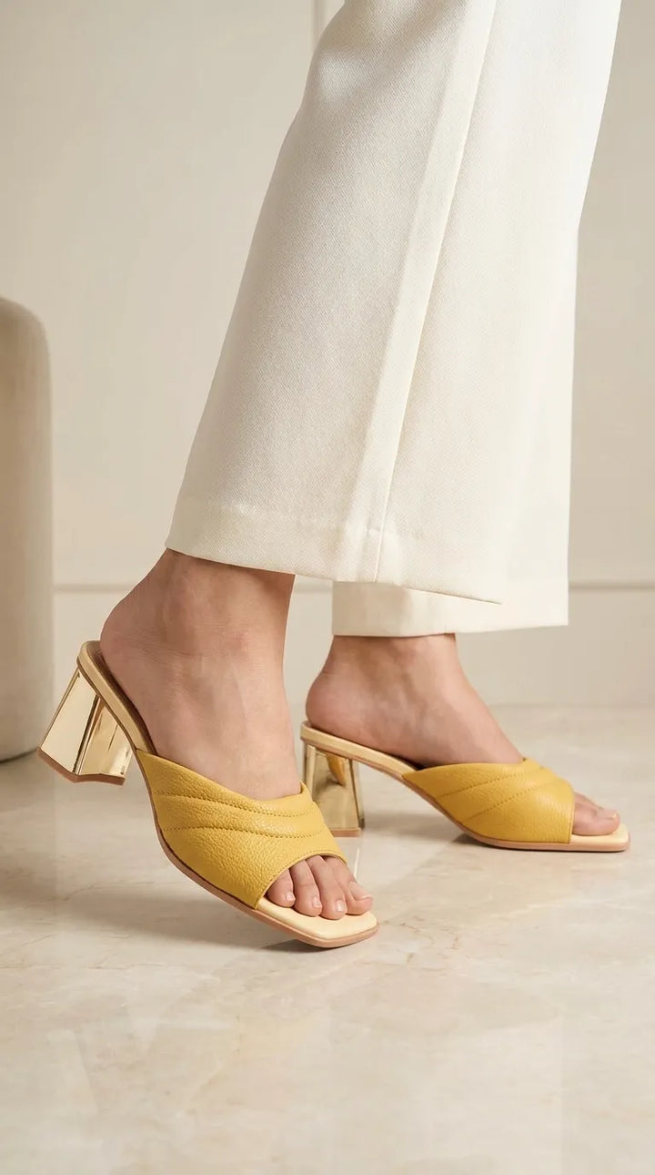 Yellow Formal Slipper For Women FR8510