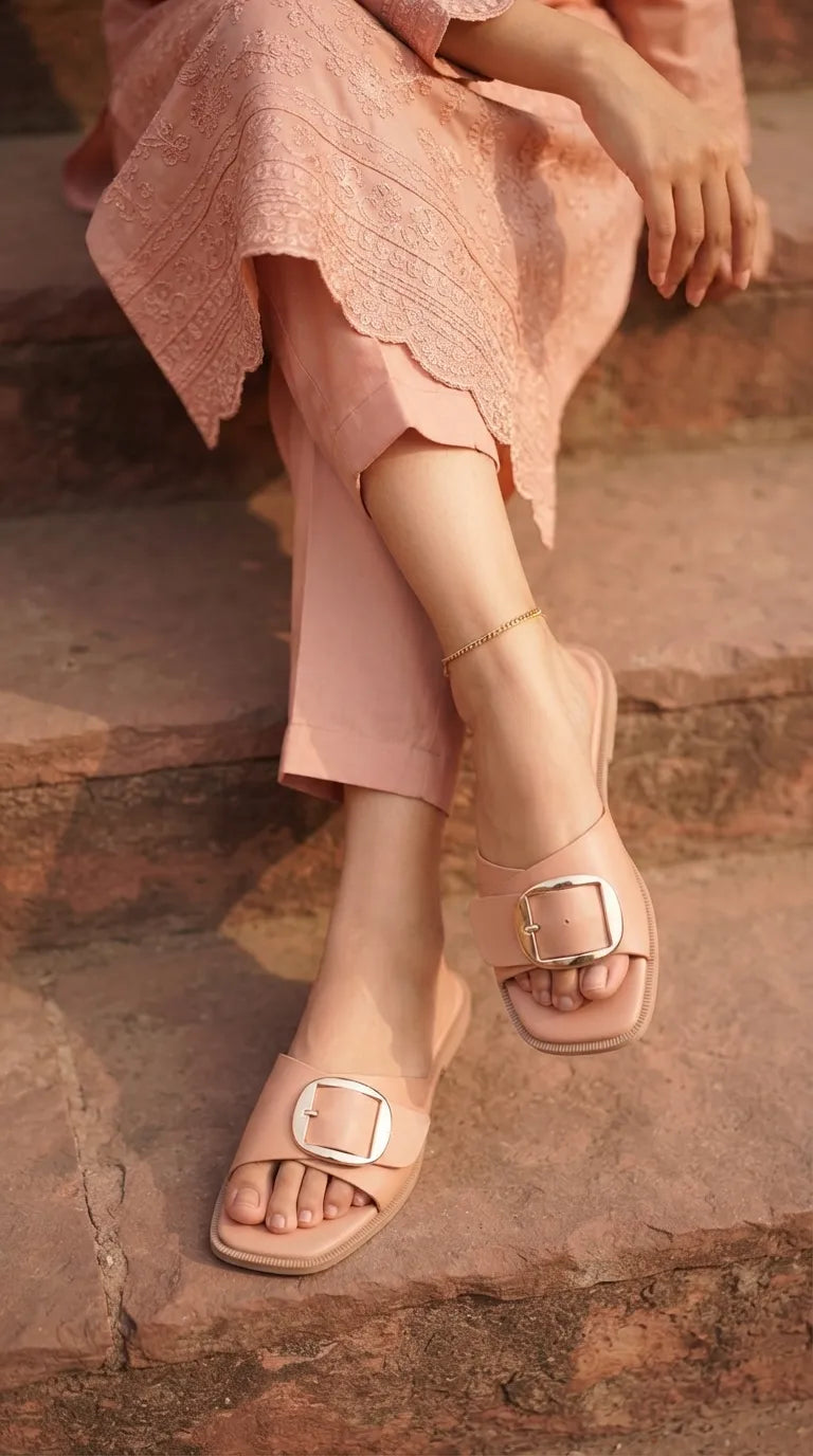 Peach Formal Slipper For Women FR8515