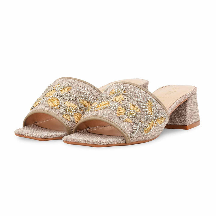 Beige Formal Slipper For Ladies FR8517