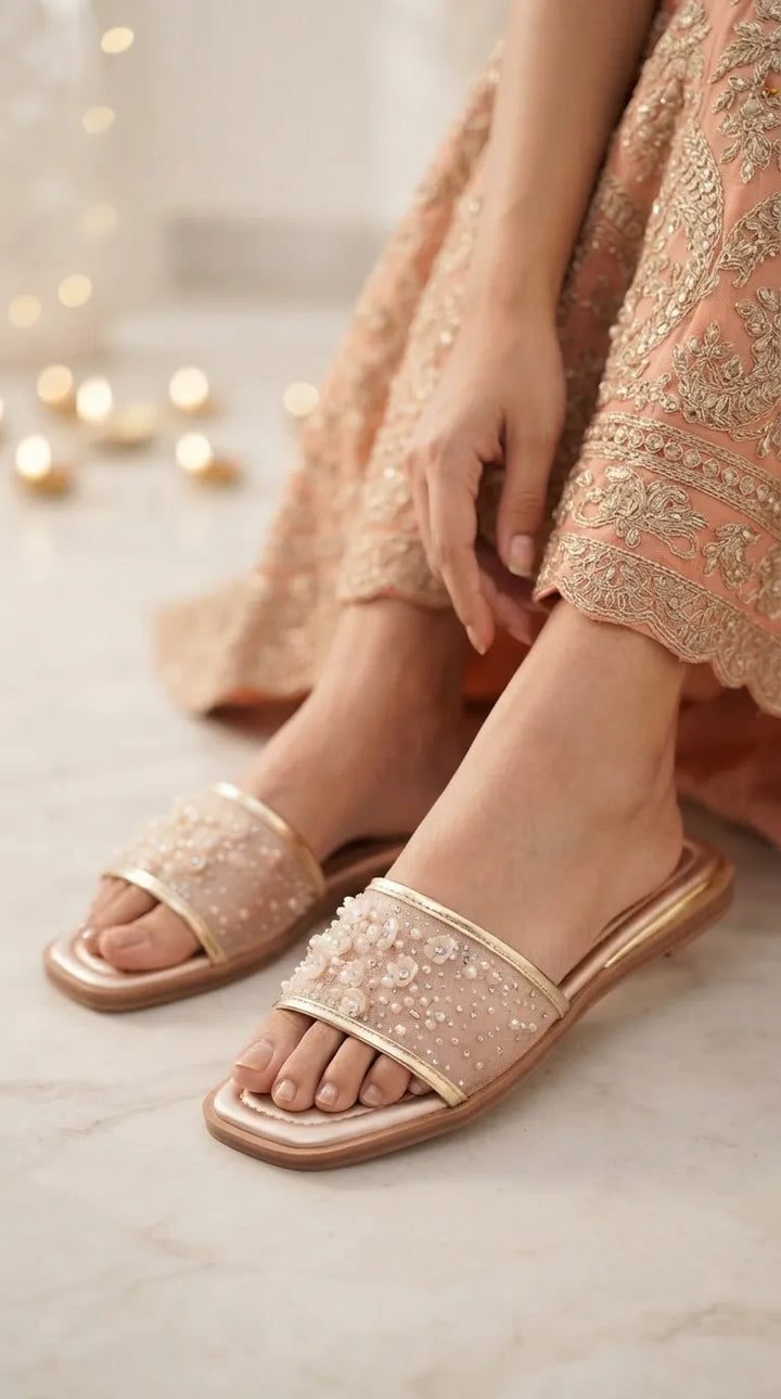 Golden Formal Slipper For Women FR8540