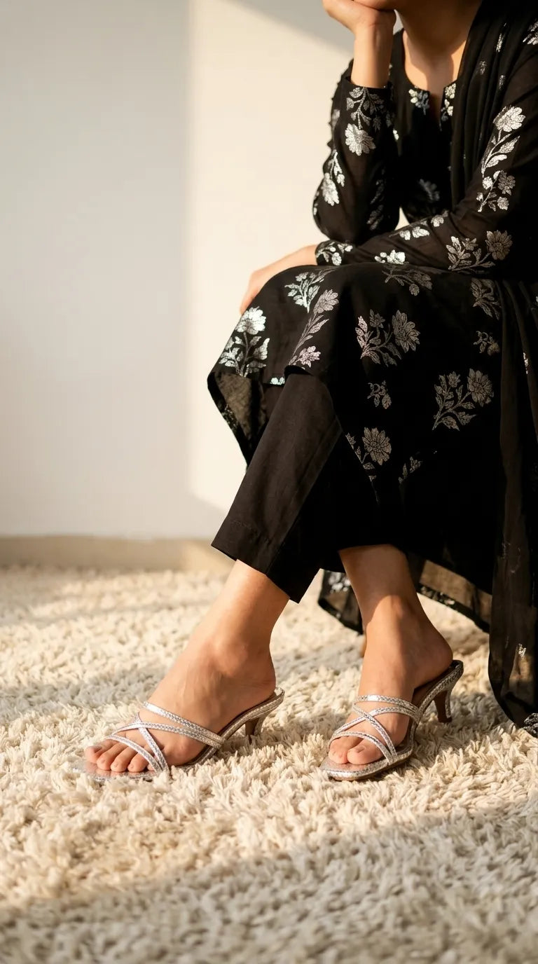 Silver Formal Slipper For Ladies FR8572