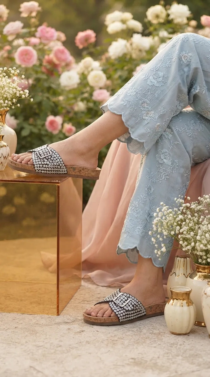 Golden Formal Slipper For Women FR8612