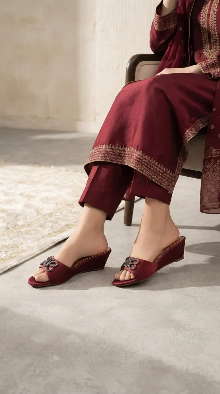 Maroon Formal Slipper For Women FR8723