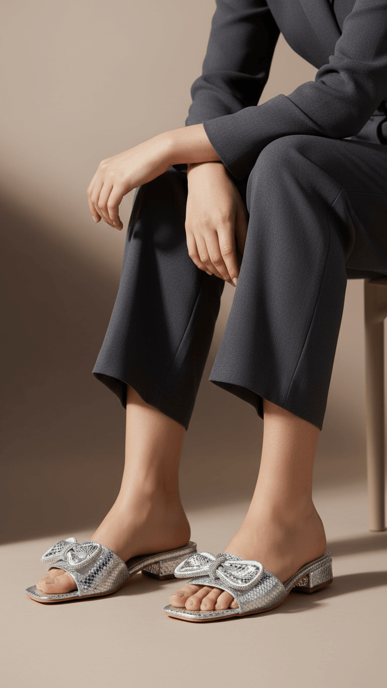 Silver Formal Slipper For Women FRS006