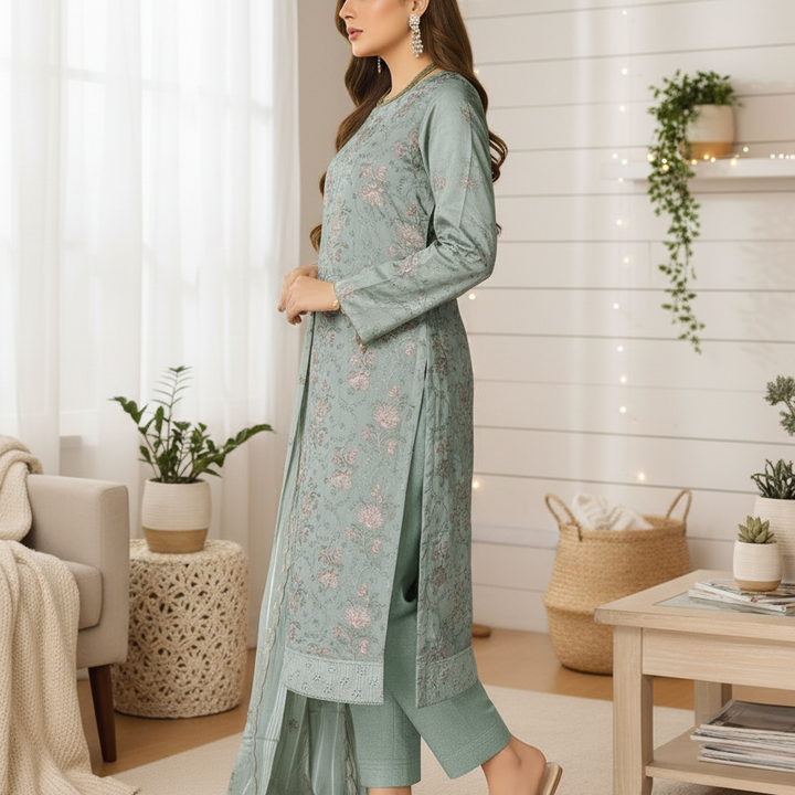 3PC Unstitched Embroidered Suit US5509