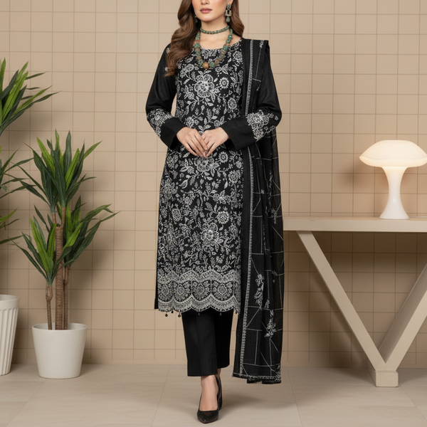 3PC Unstitched Embroidered Suit US5496