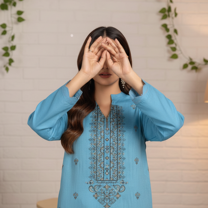 3PC Unstitched Embroidered Suit US5499