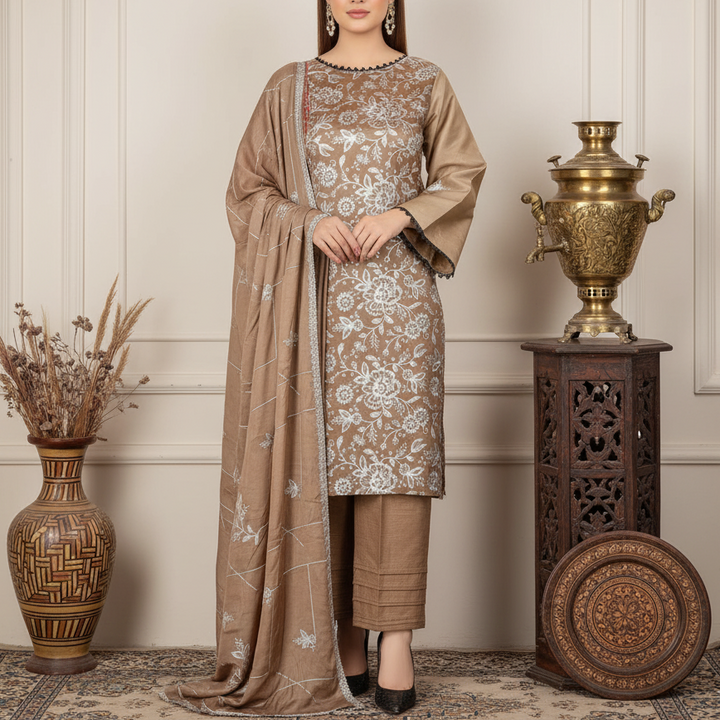 3PC Unstitched Embroidered Suit US5495