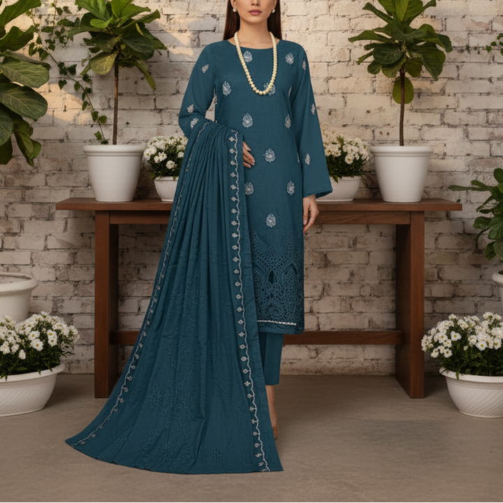 3PC Unstitched Embroidered Suit US5502