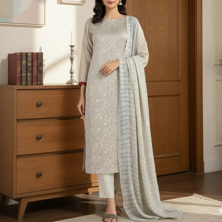 3PC Unstitched Embroidered Suit US5508