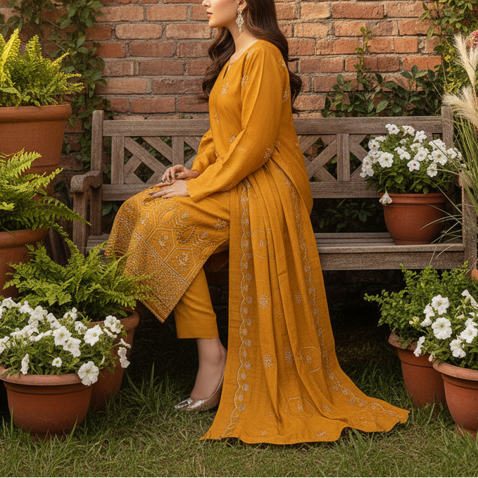 3PC Unstitched Embroidered Suit US5503