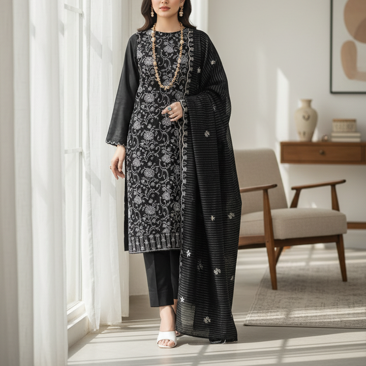 3PC Unstitched Embroidered Suit US5510