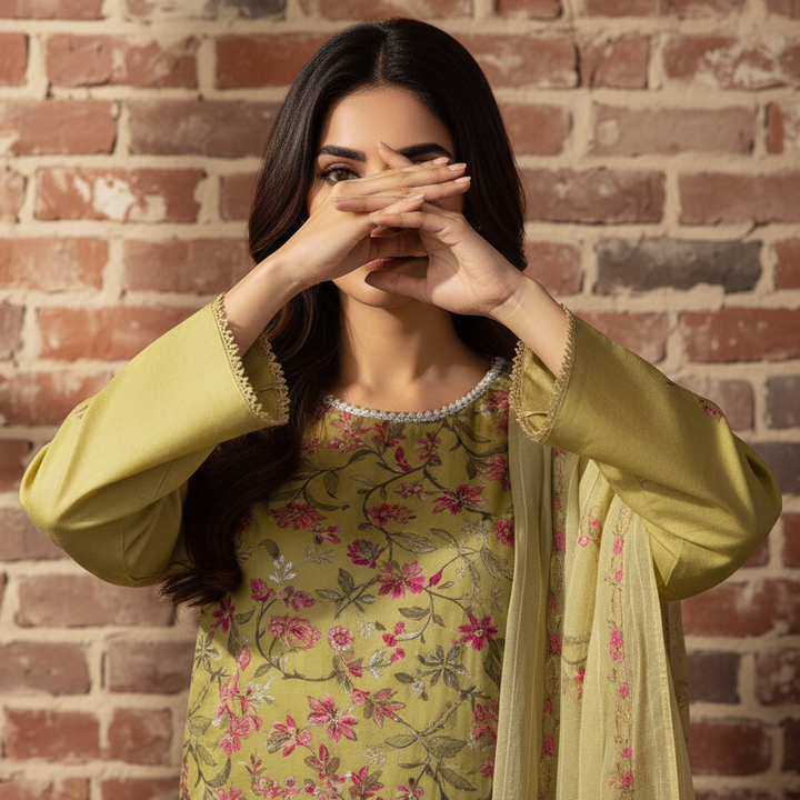 3PC Unstitched Embroidered Suit US5492