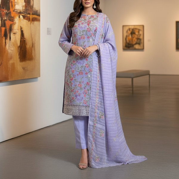 3PC Unstitched Embroidered Suit US5491