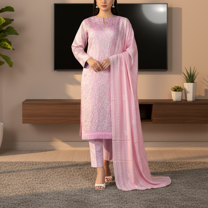 3PC Unstitched Embroidered Suit US5506