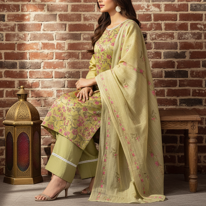 3PC Unstitched Embroidered Suit US5492