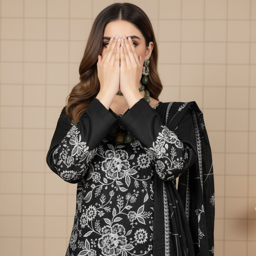 3PC Unstitched Embroidered Suit US5496