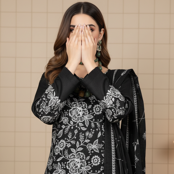 3PC Unstitched Embroidered Suit US5496