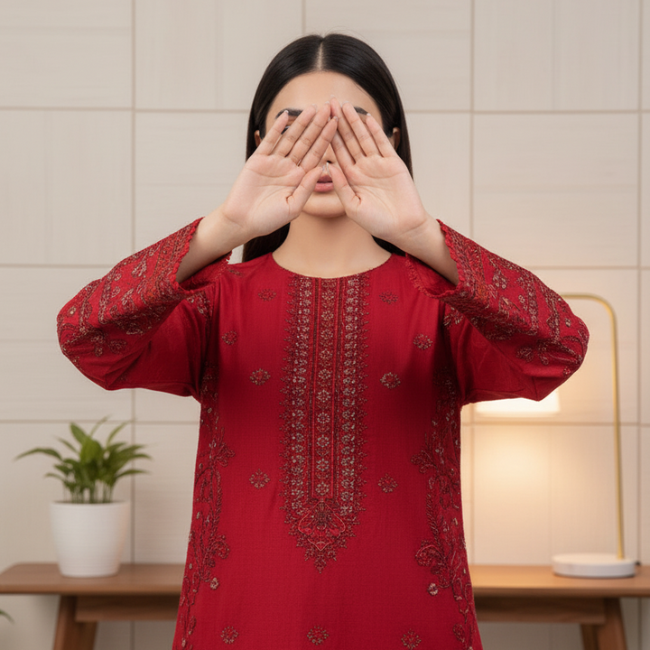 3PC Unstitched Embroidered Suit US5498