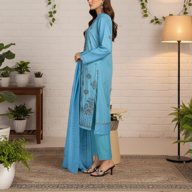 3PC Unstitched Embroidered Suit US5499